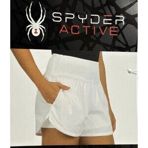 NEW Spyder Active Women's M White Running Shorts Nylon & Spandex Lined